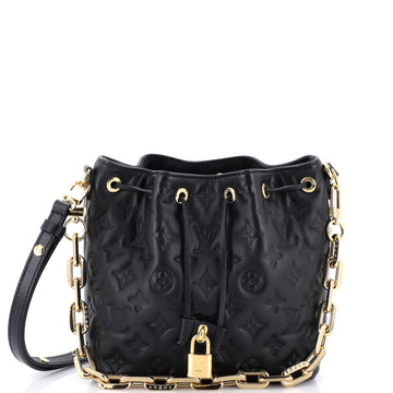 Coussin Bucket Bag Monogram Embossed Lambskin