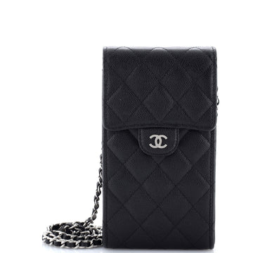 CC Flap Phone Holder Crossbody Bag Quilted Caviar