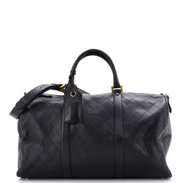 Vintage Diamond Stitch Boston Bag Quilted Lambskin Large