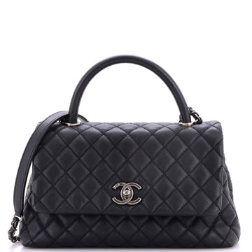 Coco Top Handle Bag Quilted Caviar Small