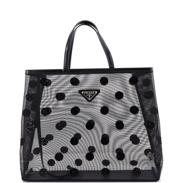 Logo Open Tote Polka Dot Sequined Mesh Large
