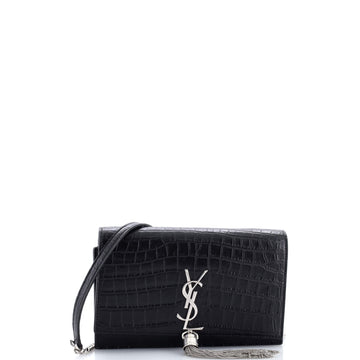 Classic Monogram Tassel Chain Wallet Crocodile Embossed Leather