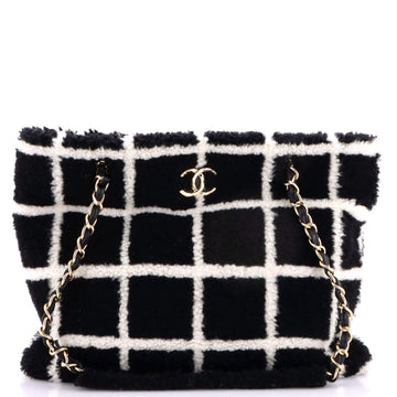 CC Chain Shopping Tote Square Printed Shearling Large