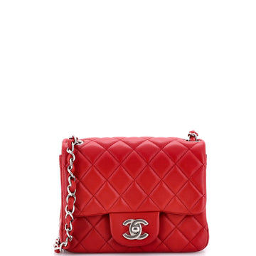 Square Classic Single Flap Bag Quilted Lambskin Mini