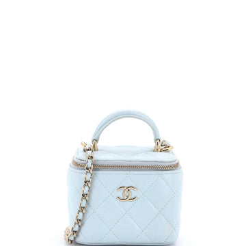 Classic Top Handle Vanity Case with Chain Quilted Lambskin Mini