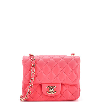 Square Classic Single Flap Bag Quilted Lambskin Mini