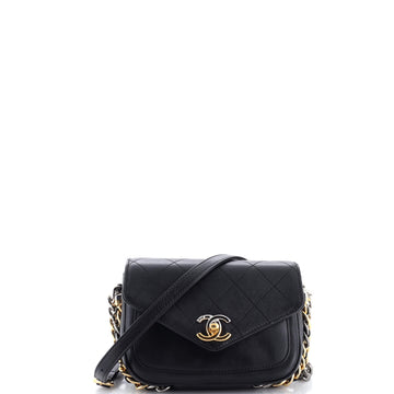 Two Tone Envelope Flap Bag Quilted Calfskin Small