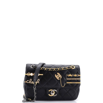 Coco Clips Flap Bag Embellished Quilted Lambskin Small