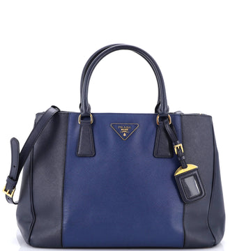 Bicolor Double Zip Lux Tote Saffiano Leather Medium