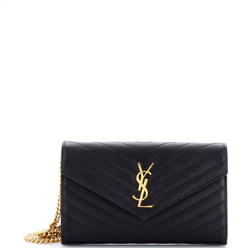 Classic Monogram Wallet on Chain Matelasse Chevron Leather Medium