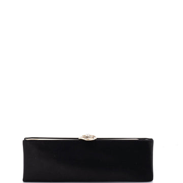Camellia Clasp Clutch Satin with Crystals Long