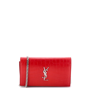 Classic Monogram Wallet on Chain Crocodile Embossed Leather Small