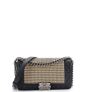 Reverso Boy Flap Bag Woven Calfskin Old Medium