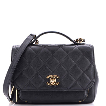 Business Affinity Flap Bag Quilted Caviar Small