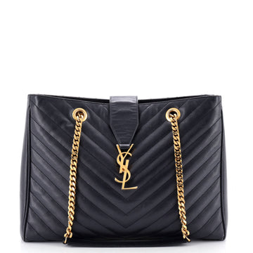 Classic Monogram Shopper Matelasse Chevron Leather Large