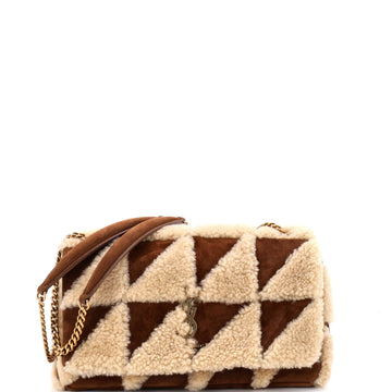 Jamie Flap Bag Quilted Suede and Shearling Medium