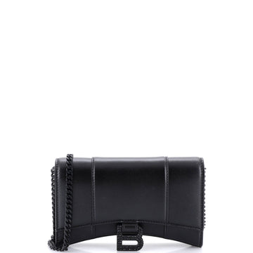 Hourglass Chain Wallet Leather with Crystal Detail