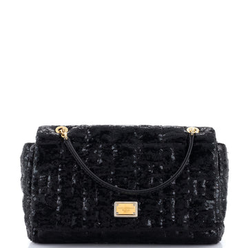 Miss Charles Flap Bag Quilted Sequins and Python Medium