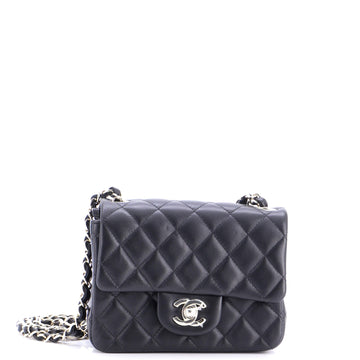 Square Classic Single Flap Bag Quilted Lambskin Mini