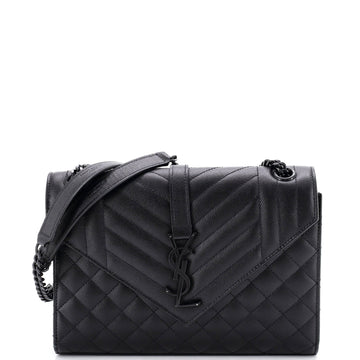 Classic Monogram Envelope Satchel Mixed Matelasse Leather Medium