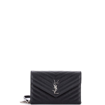 Classic Monogram Wallet on Chain Matelasse Chevron Leather Small