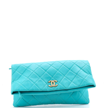 CC Foldover Clutch Quilted Lambskin Large
