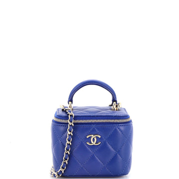 Classic Top Handle Vanity Case with Chain Quilted Lambskin Mini