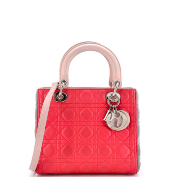 Tricolor Lady Dior Bag Cannage Quilt Leather Medium