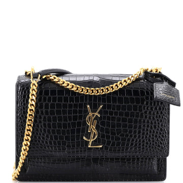 Sunset Crossbody Bag Crocodile Embossed Leather Medium