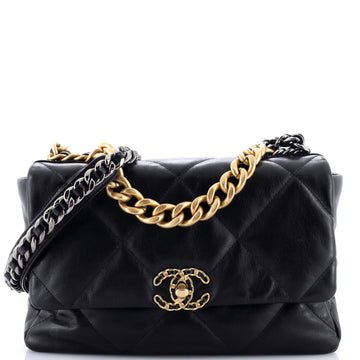 19 Flap Bag Quilted Leather Large