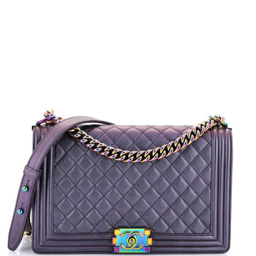 Boy Flap Bag Quilted Iridescent Goatskin New Medium