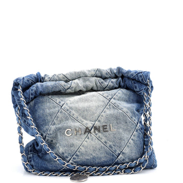 22 Chain Hobo Quilted Denim Small