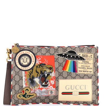 Courrier Pouch GG Coated Canvas with Applique