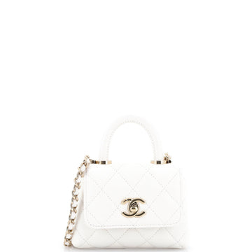 Coco Top Handle Clutch with Chain Quilted Caviar