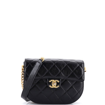 Moon Flap Messenger Bag Quilted Calfskin Small