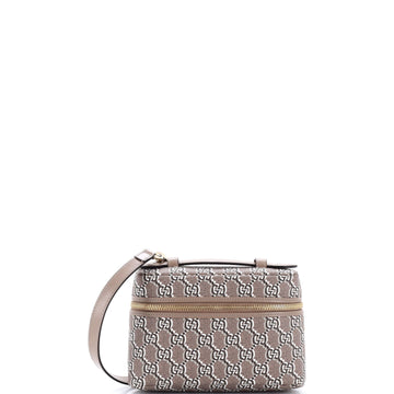 Emblem Top Handle Vanity Bag GG Shadow Coated Canvas Small