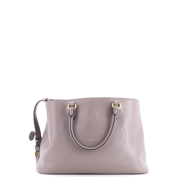 Embossed Logo Convertible Open Tote Glace Calf Medium