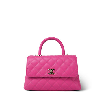 22K Pink leather Quilted Small Coco Handle Light Gold Hardware