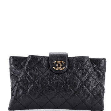 Coco Pleats Clutch Quilted Glazed Caviar