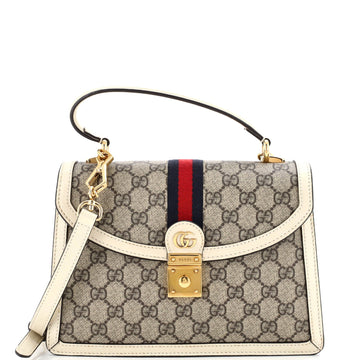 Ophidia Flap Top Handle Bag GG Coated Canvas Small