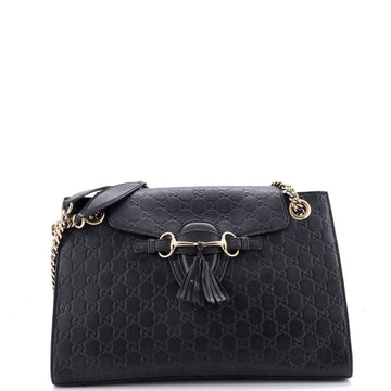 Emily Chain Flap Shoulder Bag Guccissima Leather Large