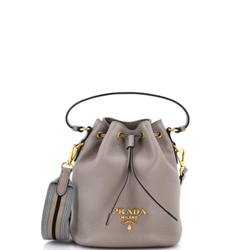 Dual Strap Top Handle Bucket Bag Vitello Daino Small
