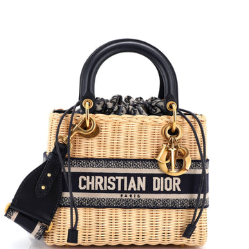 Lady Dior Bag Wicker and Oblique Canvas Medium