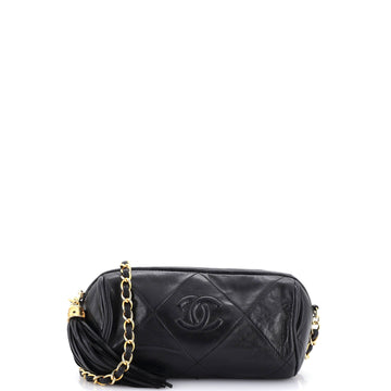 Vintage Diamond CC Barrel Bag Quilted Leather Mini