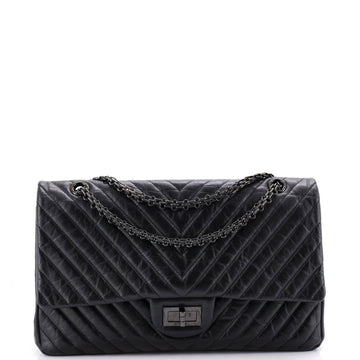 So Black Reissue 2.55 Flap Bag Chevron Aged Calfskin 227