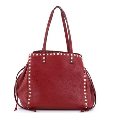Rockstud Drawstring Tote Leather
