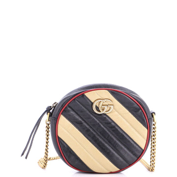 GG Marmont Round Shoulder Bag Diagonal Quilted Leather Mini