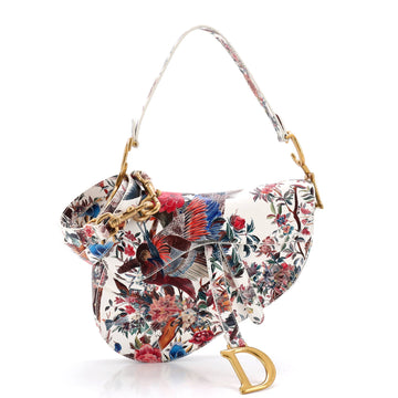 Saddle Handbag with Strap Printed Leather Medium