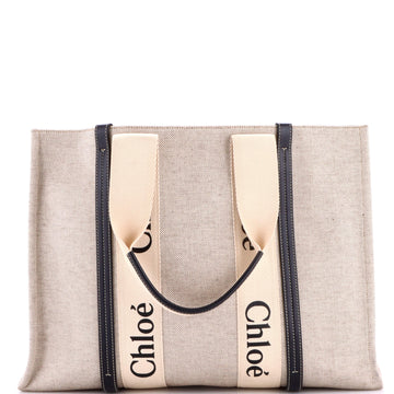 Woody Tote Canvas with Leather Large