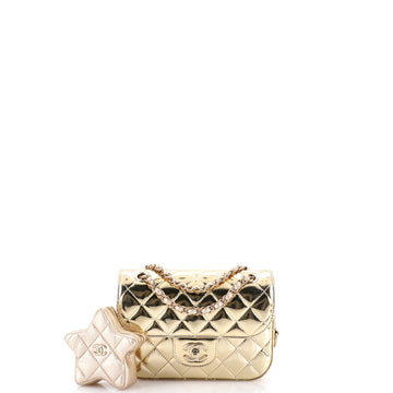Hollywood Boulevard Flap Bag with Star Coin Purse Quilted Metallic Leather Mini